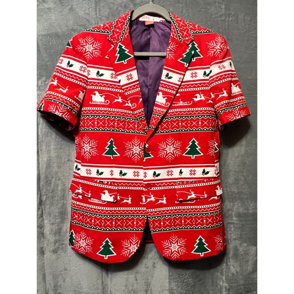 Opposuits Blazer Womens US 36 Short Sleeve Christmas Holiday Party Festive - Picture 1 of 7
